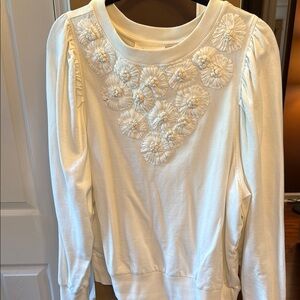 Anthropologie Floral Embellished Sweatshirt